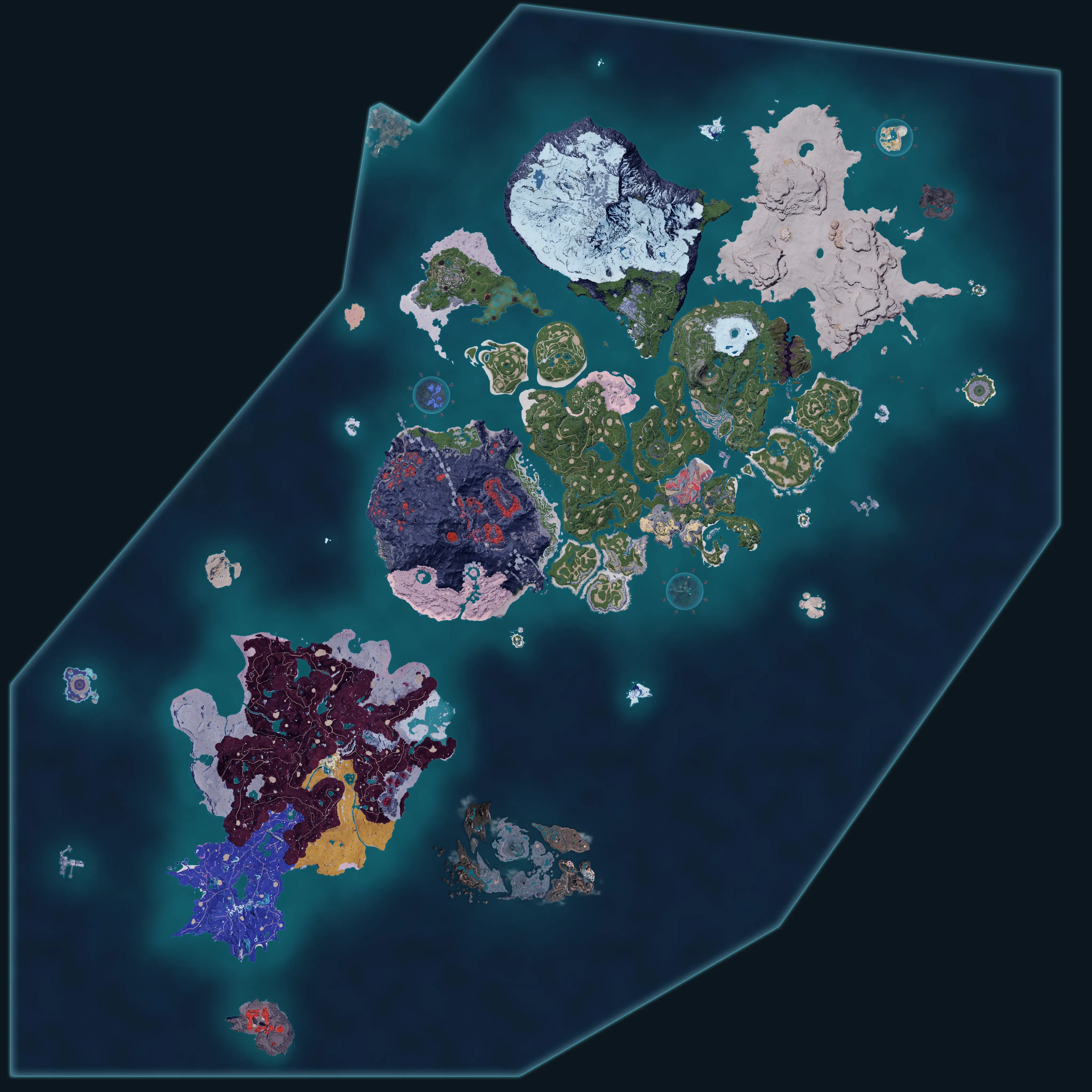 Karta över Palworlds öar